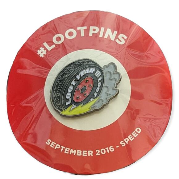 NWT 2016 LootCrate Exclusive Loot Year Speed Racing Burning Rubber Collector Pin - Picture 1 of 4